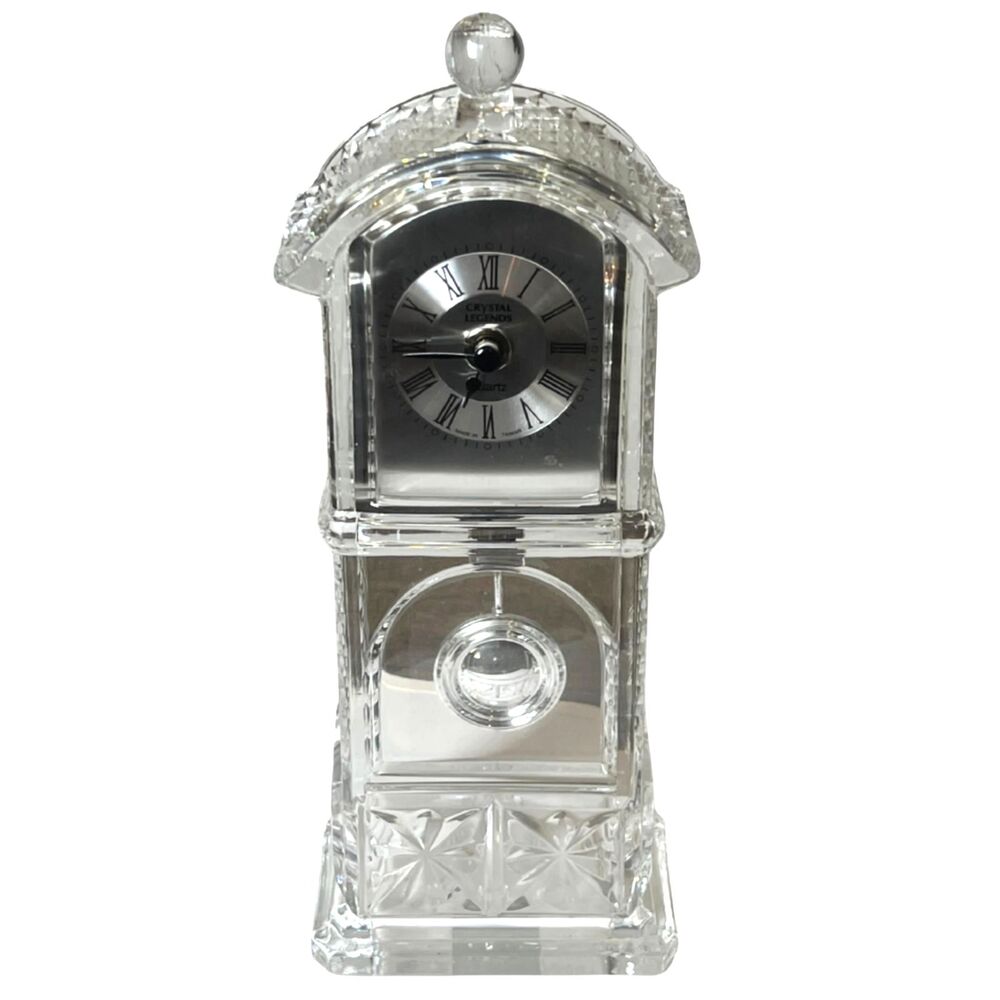 Godinger Crystal Legends Glass Grandfather Style Mantel Clock 24% Lead